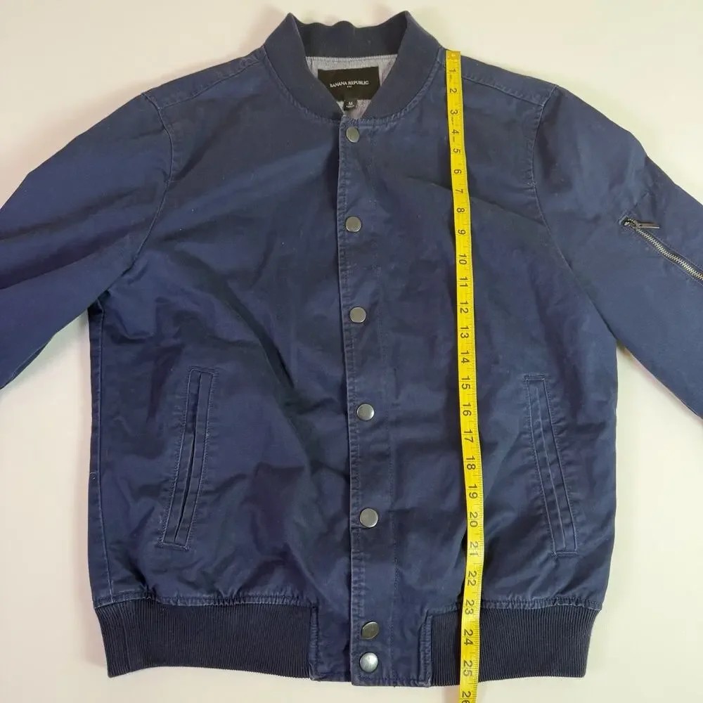 Banana Republic Bomber Jacket Men's M Blue Snap Front Minimalist Casual Flight